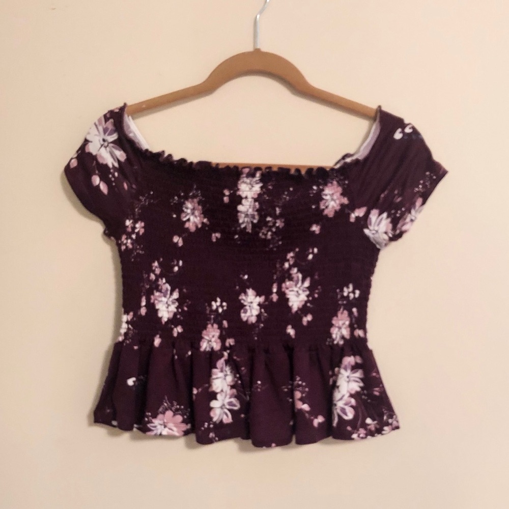 Purple cropped floral top